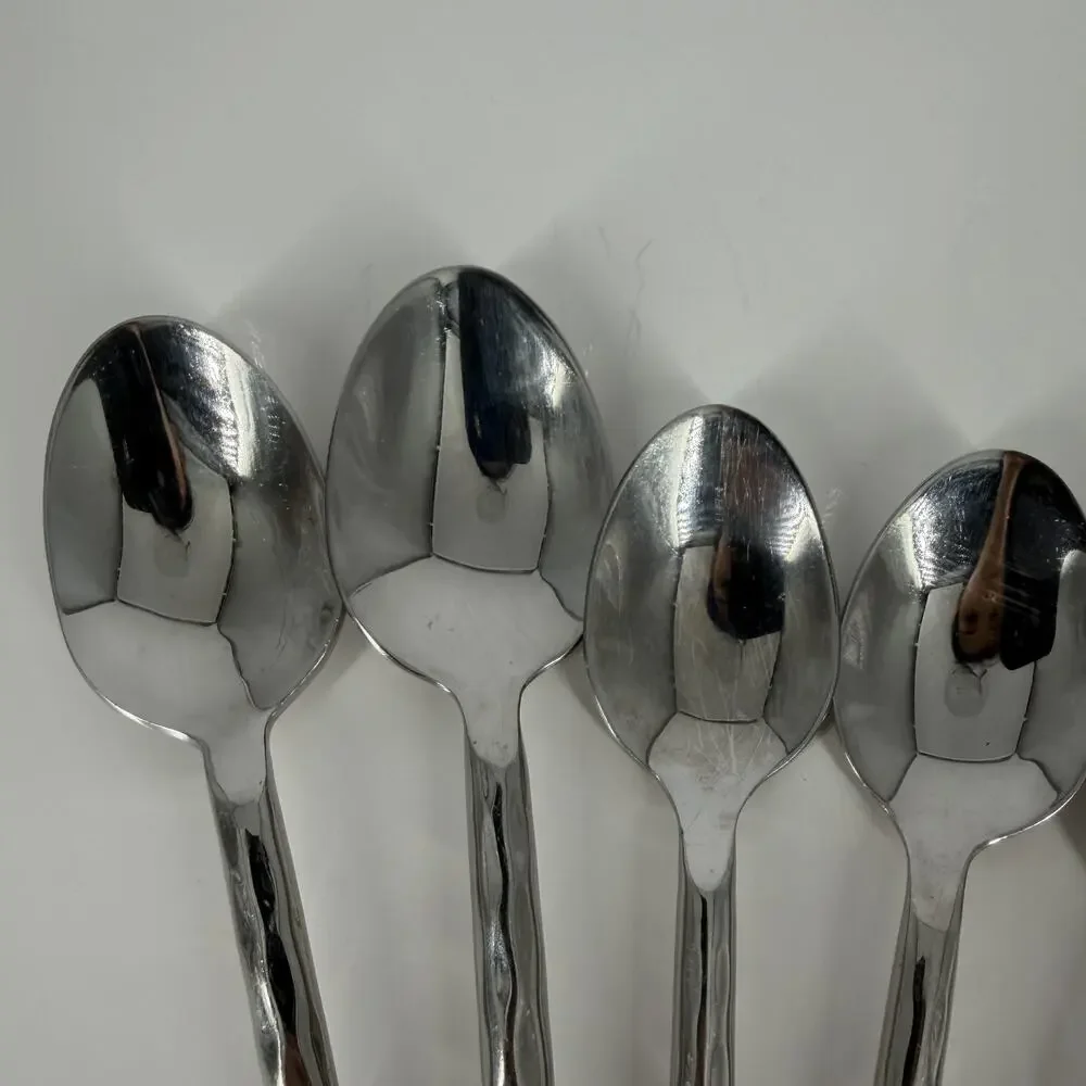 4+2X Spoons Pier One PII16 4 Teaspoons 2 Table Hammered Glossy 18/8 Stainless